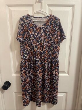 Carter's Navy Floral Short-Sleeve Tie-Waist Dress